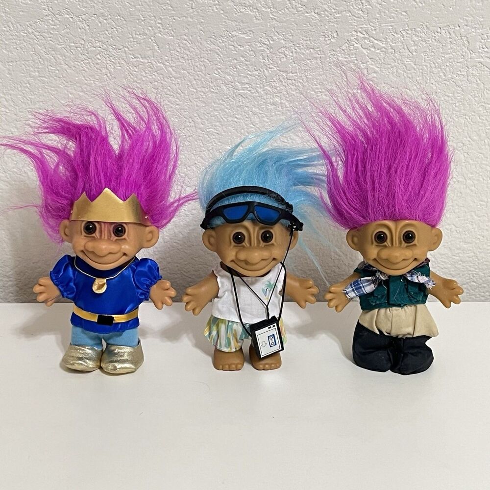 Vintage Russ Troll Dolls Lot of 3 Boys Prince Camper Beach Bum